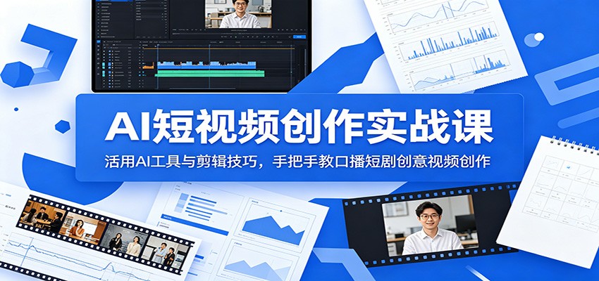 AI短视频创作实战课：活用AI工具与剪辑技巧，手把手教口播短剧创意视频创作-云网创