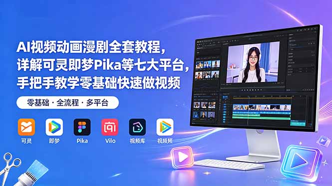 AI视频动画漫剧全套教程,详解可灵即梦Pika等七大平台,手把手教学零基础快速做视频-云网创