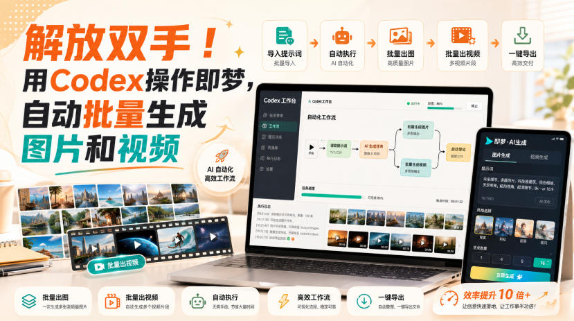 解放双手!用Codex操作即梦,自动批量生成图片和视频-云网创