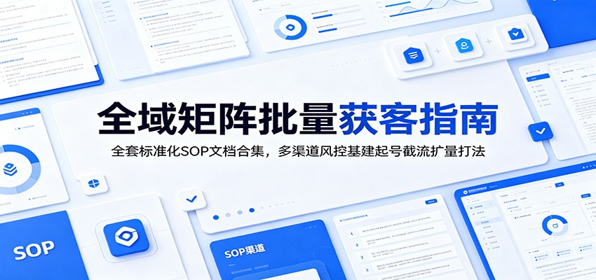 全域矩阵批量获客指南：全套标准化SOP文档合集，多渠道风控基建起号截流扩量打法-云网创