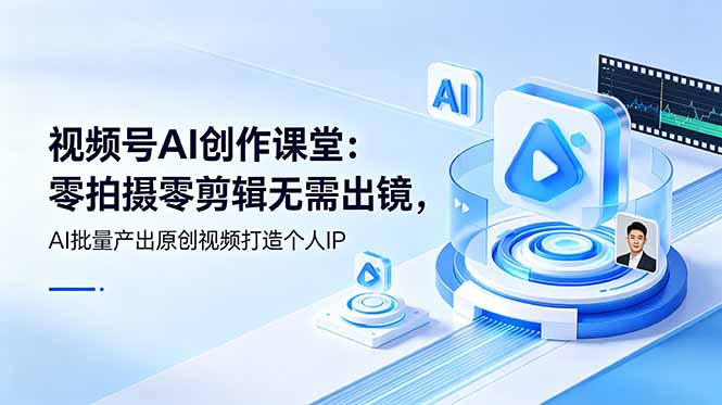 视频号AI创作课堂:零拍摄零剪辑无需出镜,AI批量产出原创视频打造个人IP-云网创