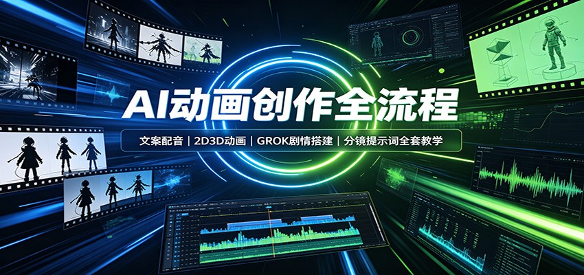 AI动画创作全流程：文案配音，2D3D动画，GROK剧情搭建，分镜提示词全套教学-云网创