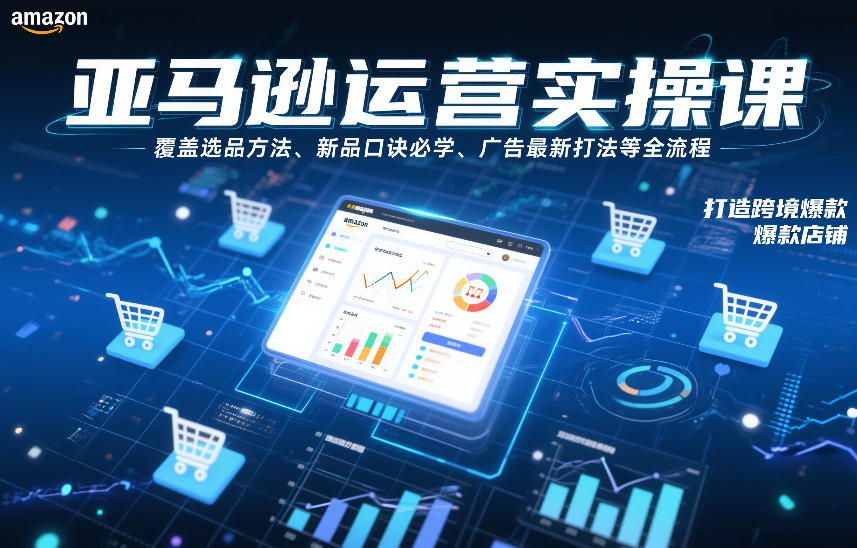 亚马逊运营实操课，覆盖选品方法、新品口诀必学、广告最新打法等全流程，打造跨境爆款店铺(更新6月)-云网创