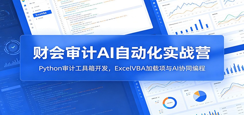 财会审计AI自动化实战营：Python审计工具箱开发，ExcelVBA加载项与AI协同编程-云网创