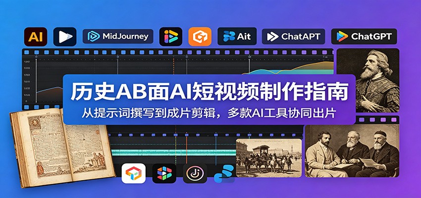 历史AB面AI短视频制作指南：从提示词撰写到成片剪辑，多款AI工具协同出片-云网创