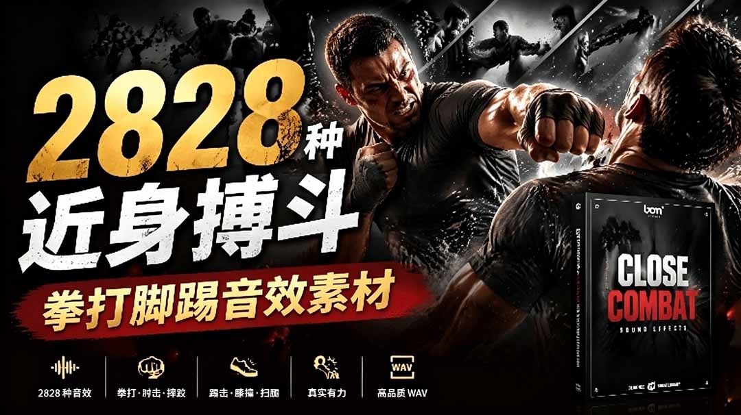 宝藏级别音效!2828种近身搏斗拳打脚踢音效素材,全部中文分类,免解压使用 Close Combat-云网创