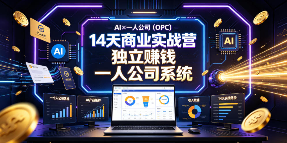 AI×一人公司(OPC)14天商业实战营，用AI帮你搭建一个属于你自己的、能独立賺钱的一人公司系统-云网创