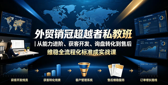 外贸销冠超越者私教班｜从能力进阶、获客开发、询盘转化到售后维稳全流程标准化成交实战课-云网创