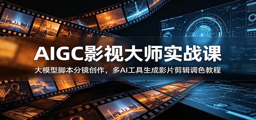 AIGC影视大师实战课：大模型脚本分镜创作，多AI工具生成影片剪辑调色教程-云网创