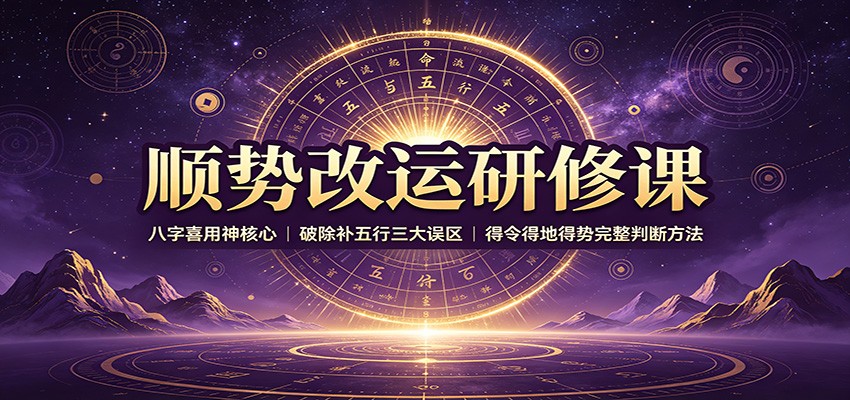 顺势改运研修课:八字喜用神核心,破除补五行三大误区,得令得地得势完整判断方法-云网创