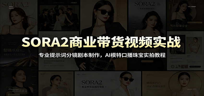 SORA2商业带货视频实战：专业提示词分镜剧本制作，AI模特口播珠宝实拍教程-云网创