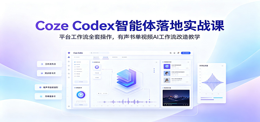 Coze Codex智能体落地实战课:平台工作流全套操作,有声书单视频AI工作流改造教学-云网创