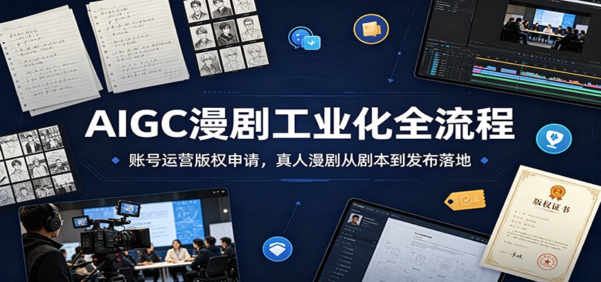 AIGC漫剧工业化全流程:账号运营版权申请,真人漫剧从剧本到发布落地-云网创