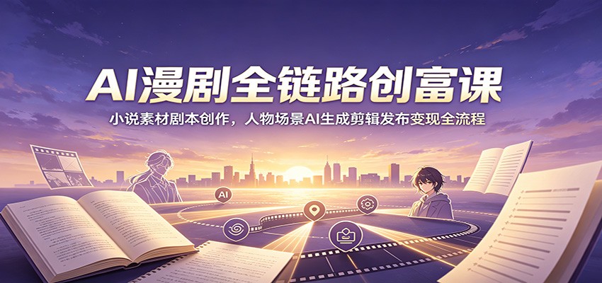 AI漫剧全链路创富课:小说素材剧本创作,人物场景AI生成剪辑发布变现全流程-海桐网创
