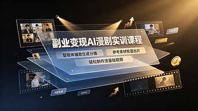 副业变现AI漫剧实训课程,智能体辅助生成分镜,参考素材批量出片,轻松制作流量短视频-海桐网创