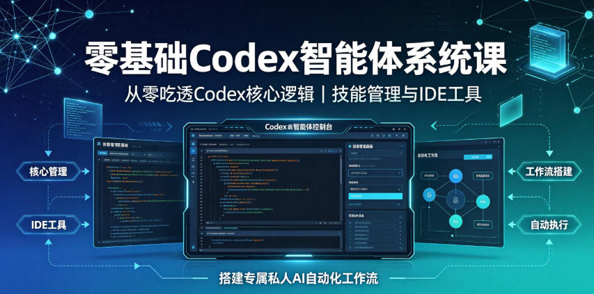 零基础Codex智能体系统课｜从零吃透Codex核心逻辑、技能管理与IDE工具，搭建专属私人AI自动化工作流-海桐网创