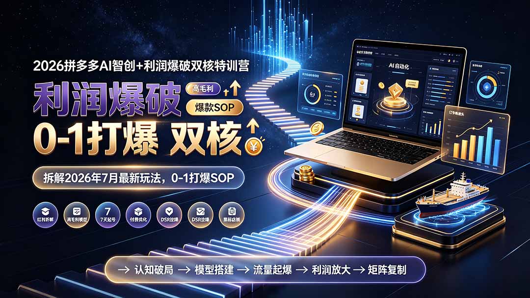 2026拼多多AI智创+利润爆破双核特训营-拆解2026年7月最新玩法，0-1打爆SOP-云网创