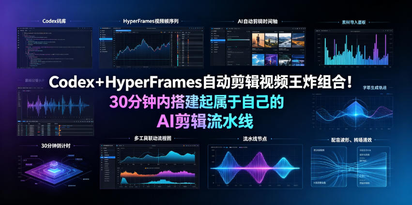 Codex＋HyperFrames自动剪辑视频王炸组合！30分钟内搭建起属于自己的AI剪辑流水线(完整版实操教程手册)-海桐网创