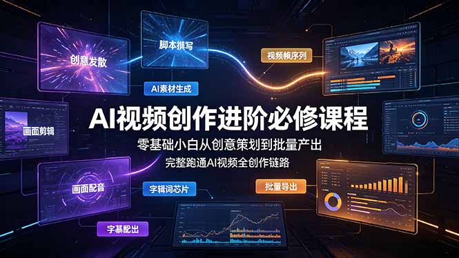 AI视频创作进阶必修课程：零基础小白从创意策划到批量产出，完整跑通AI视频全创作链路-海桐网创