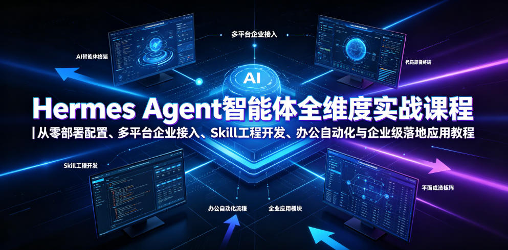 Hermes Agent智能体全维度实战课程|从零部署配置、多平台企业接入、Skill工程开发、办公自动化与企业级落地应用教程-海桐网创