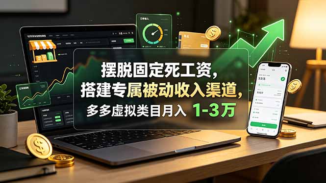 摆脱固定死工资，搭建专属被动收入渠道，多多虚拟类目月入 1-3 万-海桐网创