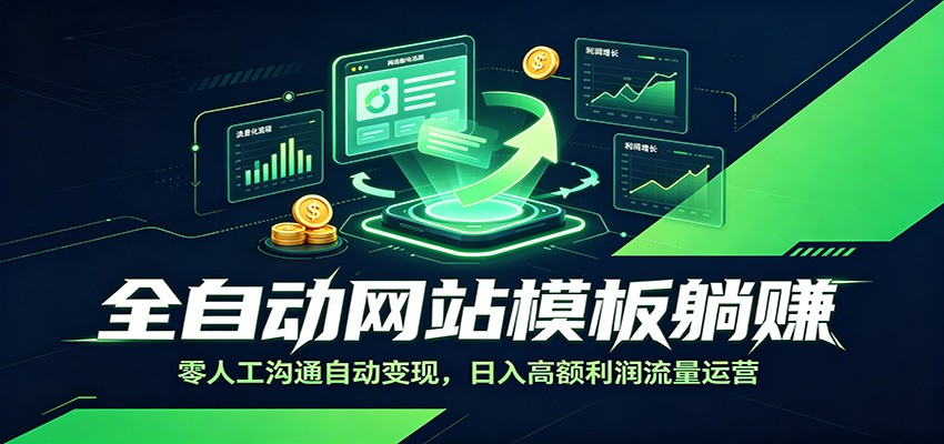 全自动网站模板躺赚：零人工沟通自动变现，日入高额利润流量运营-海桐网创