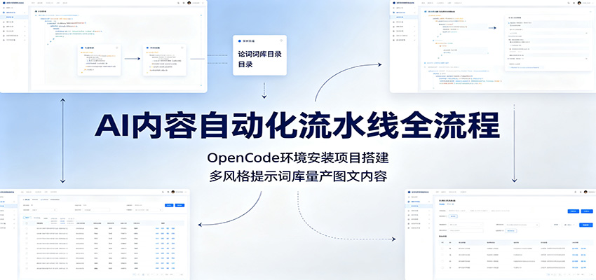 AI内容自动化流水线全流程：OpenCode环境安装项目搭建，多风格提示词库量产图文内容-海桐网创