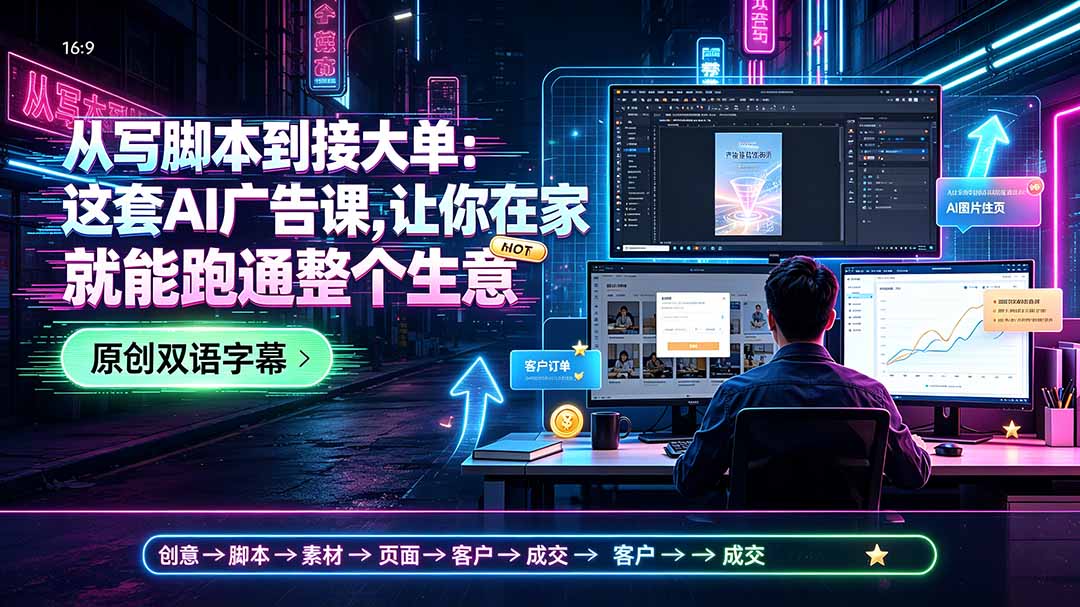 从写脚本到接大单：这套AI广告课，让你在家就能跑通整个生意【原创双语字幕】-云网创