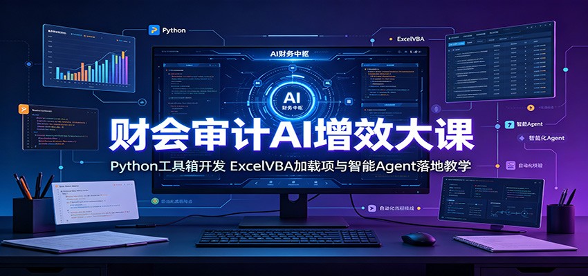 财会审计AI增效大课：Python工具箱开发，ExcelVBA加载项与智能Agent落地教学-云网创