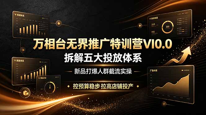 万相台无界推广特训营VI0.0,拆解五大投放体系,新品打爆人群截流实操,控预算稳步拉高店铺投产-海桐网创