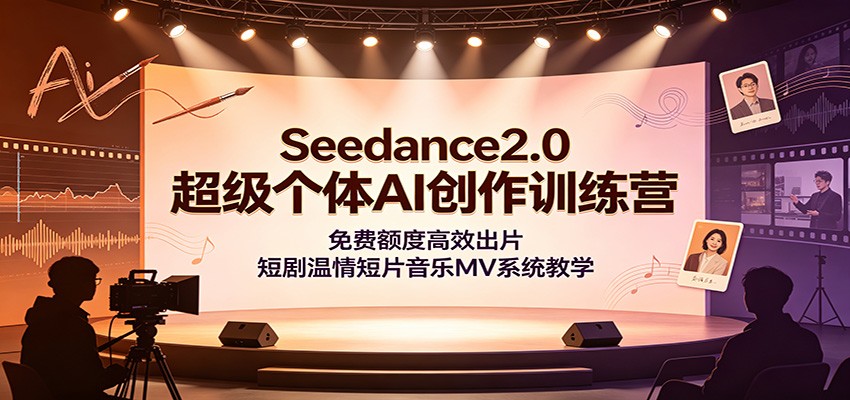 Seedance2.0超级个体AI创作训练营：免费额度高效出片，短剧温情短片音乐MV系统教学-云网创