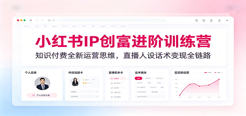 小红书IP创富进阶训练营：知识付费全新运营思维，直播人设话术变现全链路-海桐网创