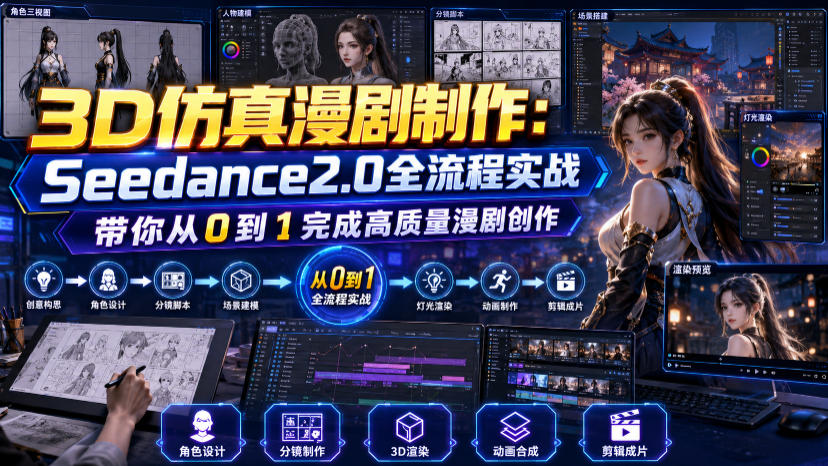 3D仿真漫剧制作：Seedance2.0全流程实战，带你从0到1完成高质量漫剧创作-云网创