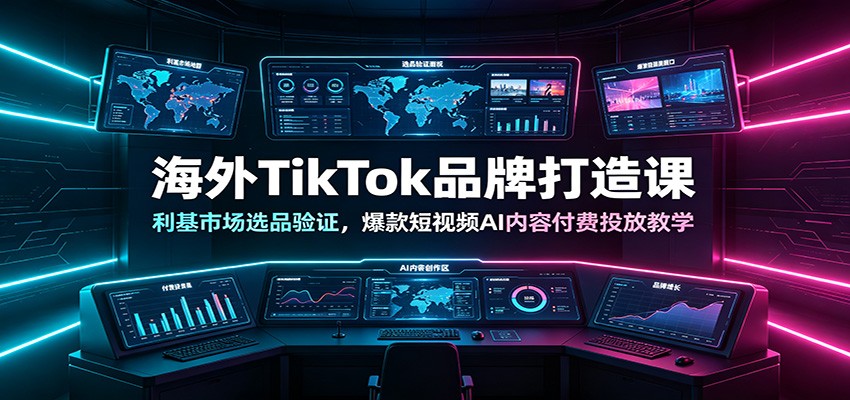 海外TikTok品牌打造课：利基市场选品验证，爆款短视频AI内容付费投放教学-海桐网创