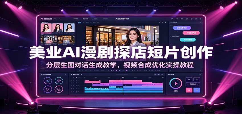 美业AI漫剧探店短片创作:分层生图对话生成教学,视频合成优化实操教程-海桐网创
