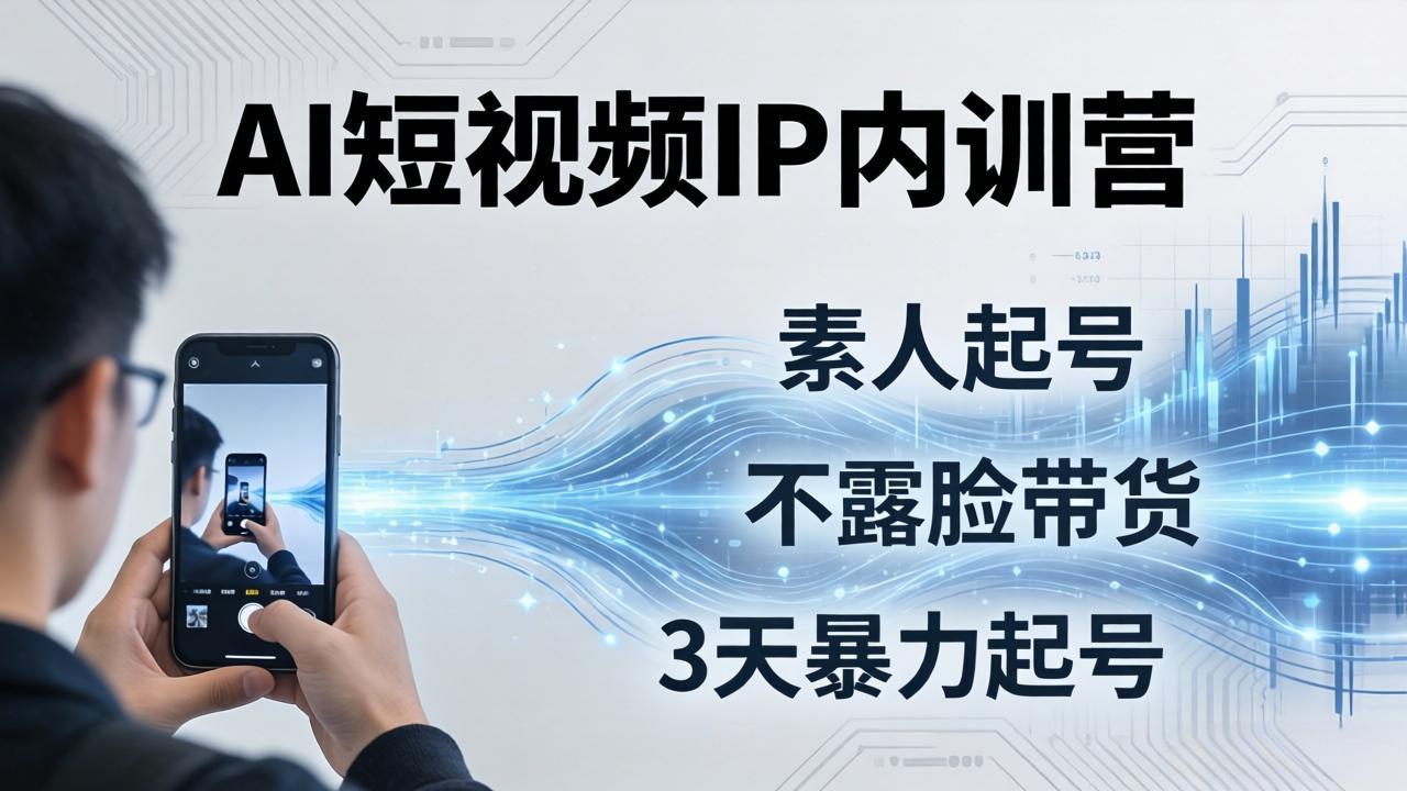 2026AI短视频IP内训营-更新:从素人起号到不露脸带货,3天暴力起号全流程拆解-海桐网创