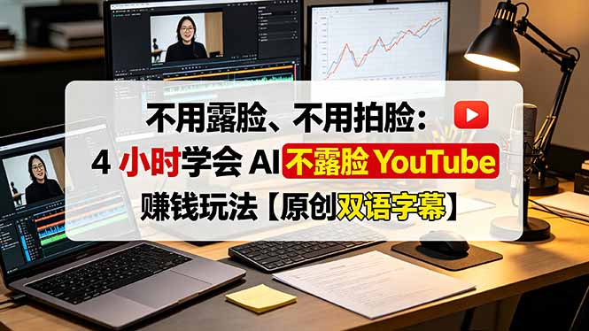 不用露脸、不用拍脸：4 小时学会 AI 不露脸 YouTube 赚钱玩法【原创双语字幕】-海桐网创