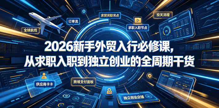 2026新手外贸入行必修课，从求职入职到独立创业的全周期干货-海桐网创