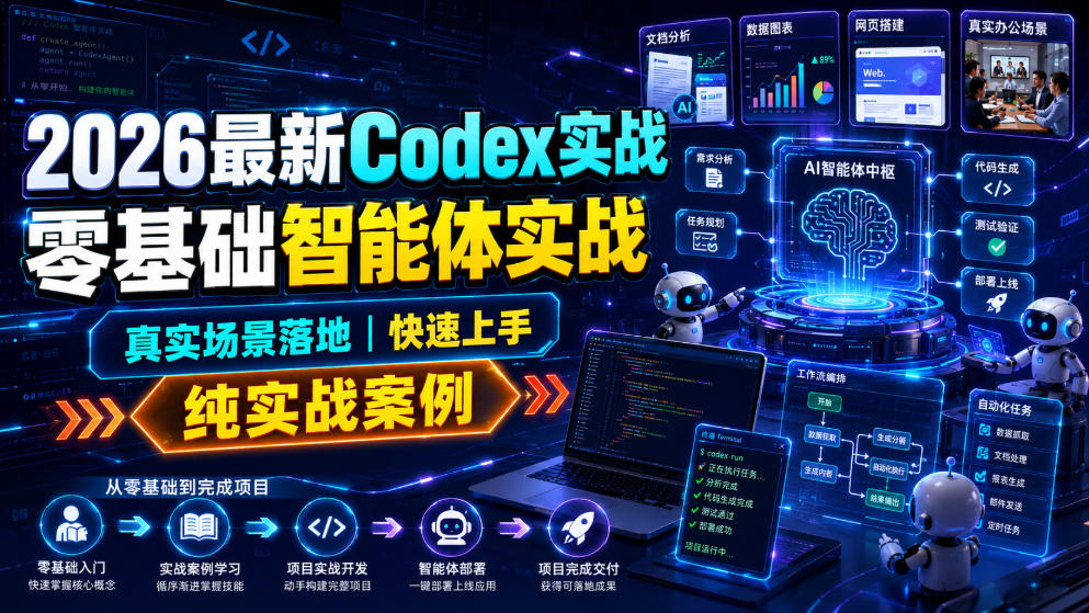 2026最新Codex实战零基础智能体实战，真实场景落地，快速上手，纯实战案例-海桐网创