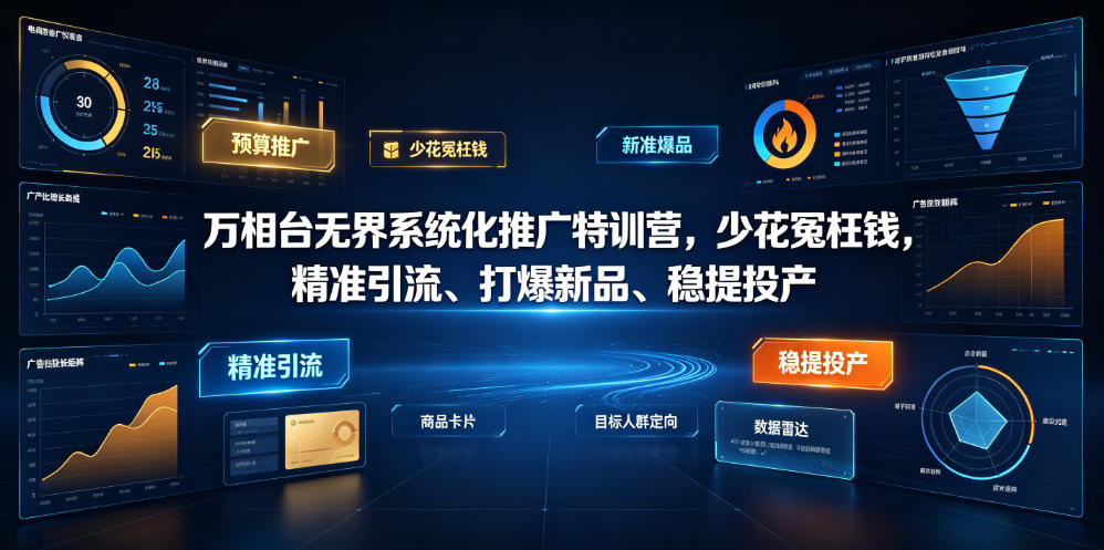 万相台无界系统化推广特训营VI0.0，少花冤枉钱，精准引流、打爆新品、稳提投产(全程录音+字幕)-海桐网创