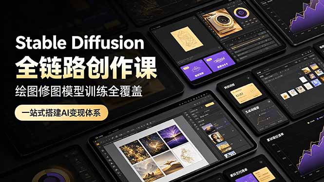 Stable Diffusion全链路创作课，绘图修图模型训练全覆盖，一站式搭建AI变现体系-海桐网创