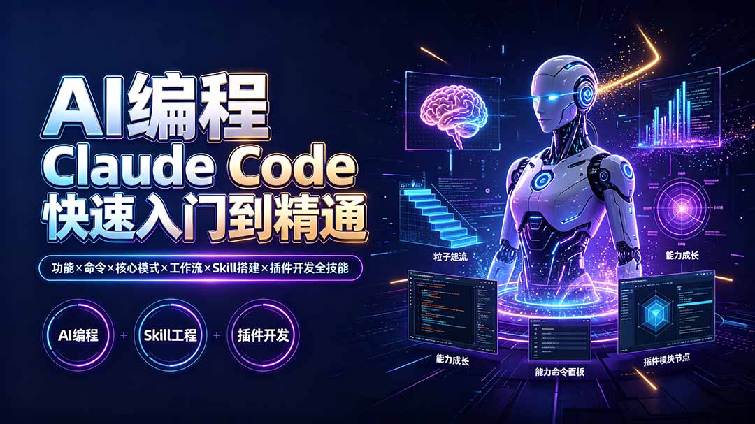AI编程 Claude Code快速入门到精通：功能×命令×核心模式×工作流×Skill搭建×插件开发全技能-云网创
