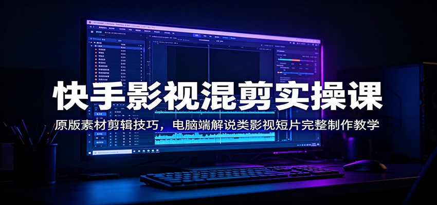 快手影视混剪实操课：原版素材剪辑技巧，电脑端解说类影视短片完整制作教学-海桐网创
