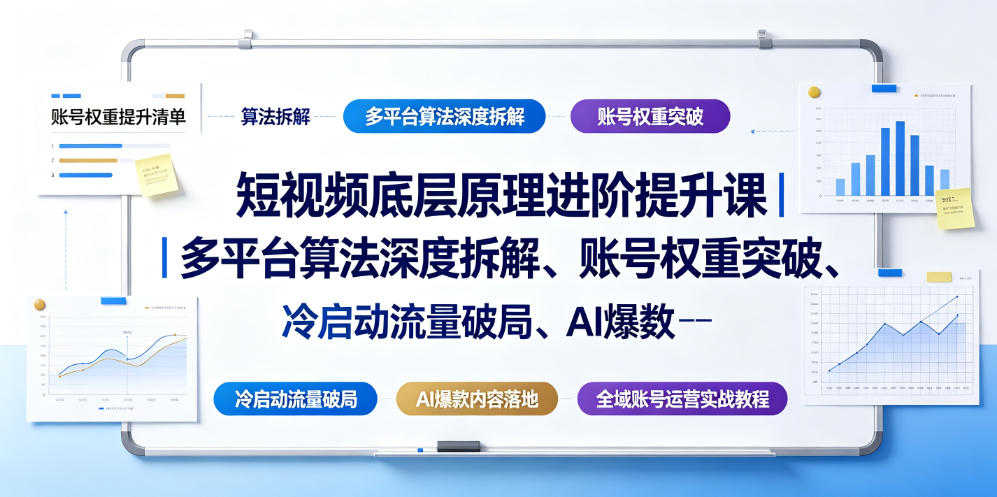 短视频底层原理进阶提升课|多平台算法深度拆解、账号权重突破、冷启动流量破局、AI爆款内容落地与全域账号运营实战教程-海桐网创