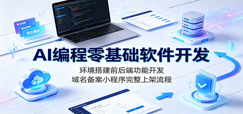 AI编程零基础软件开发：环境搭建前后端功能开发，域名备案小程序完整上架流程-海桐网创