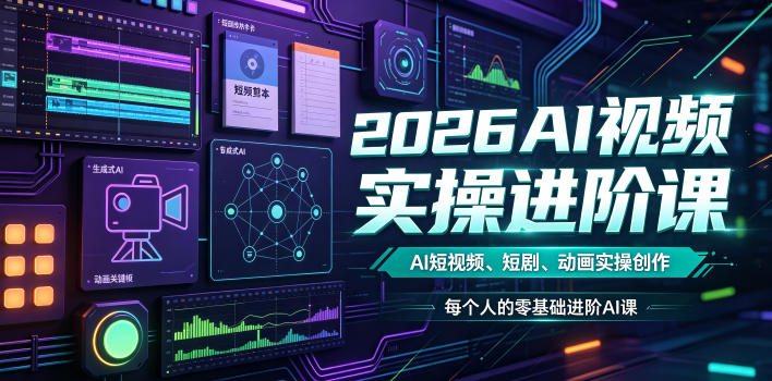 2026AI视频实操进阶课，AI短视频、短剧、动画实操创作，每个人的零基础进阶ai课-海桐网创