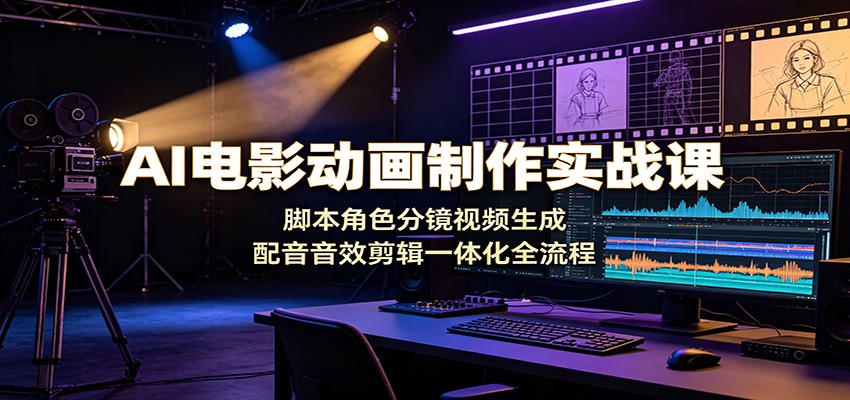AI电影动画制作实战课：脚本角色分镜视频生成，配音音效剪辑一体化全流程-云网创