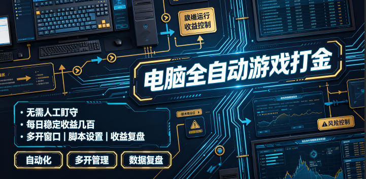 电脑全自动游戏打金，无需人工盯守，每日稳定收益几百！【揭秘】-海桐网创