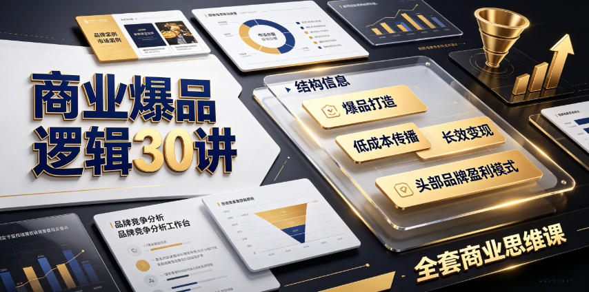 商业爆品逻辑30讲｜拆解各行各业头部品牌盈利模式，吃透爆品打造、低成本传播、长效变现全套商业思维课-海桐网创