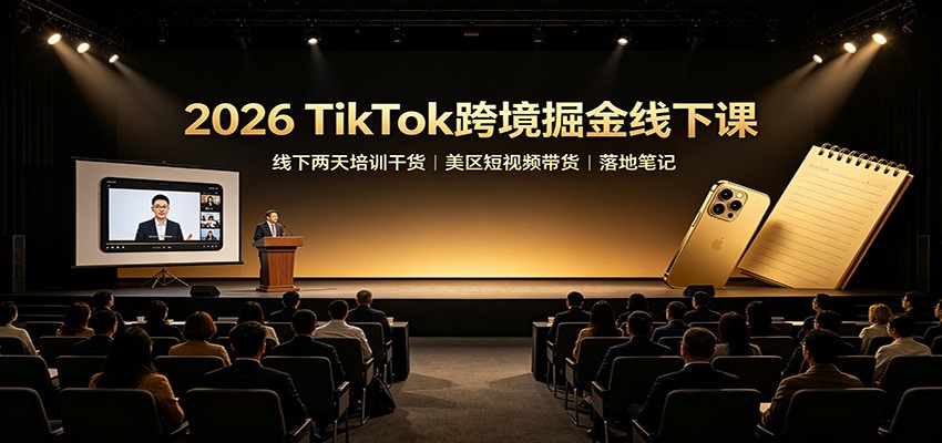 2026 TikTok跨境掘金线下课：线下两天培训干货，美区短视频带货落地笔记-海桐网创